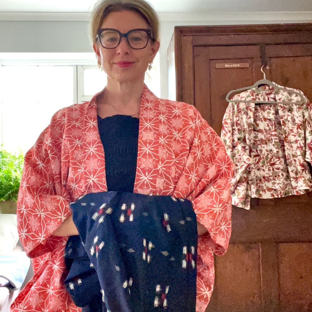 Vintage Haori Kimono Jacket Genuine Japanese in garden design size 10-14UK - Picture 8 of 10